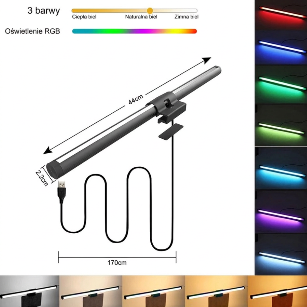 Lampa LED na monitor z regulacją jasności - 3 warianty