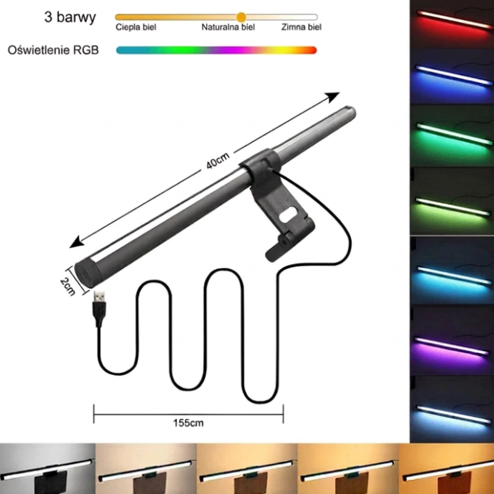 Lampa LED na monitor z regulacją jasności - 3 warianty