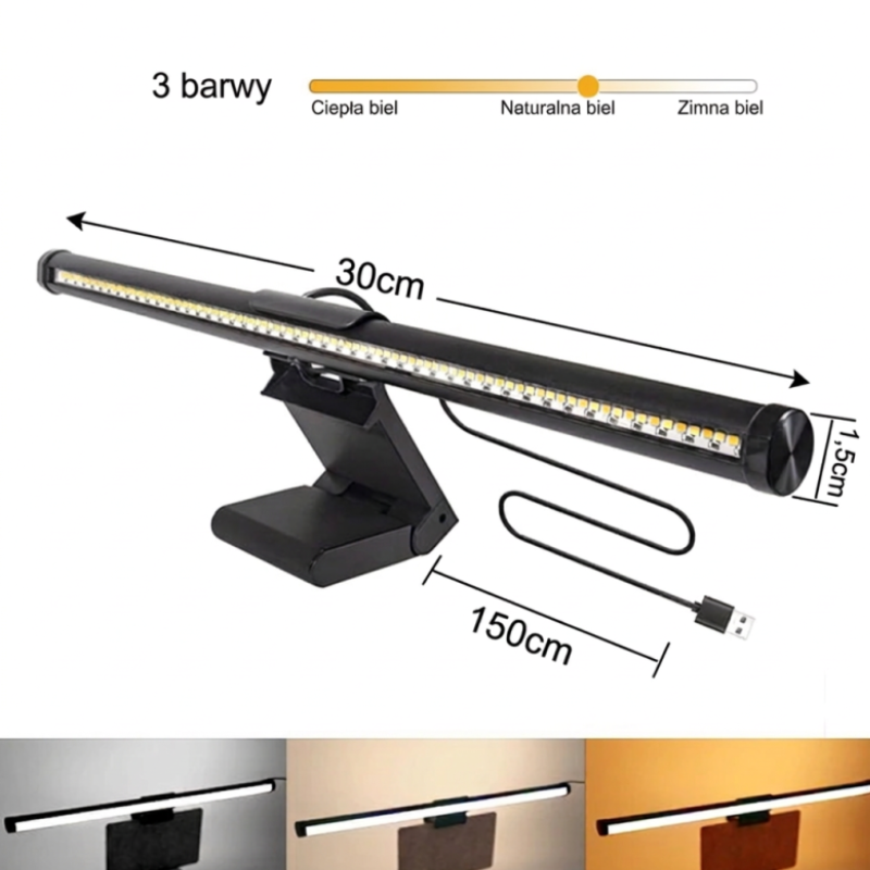 Lampa LED na monitor z regulacją jasności - 3 warianty