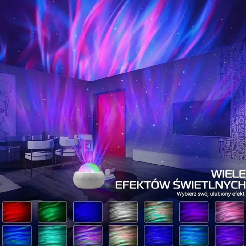 Projektor Galaktyki Aurora – LED RGB 360° z Pilotem